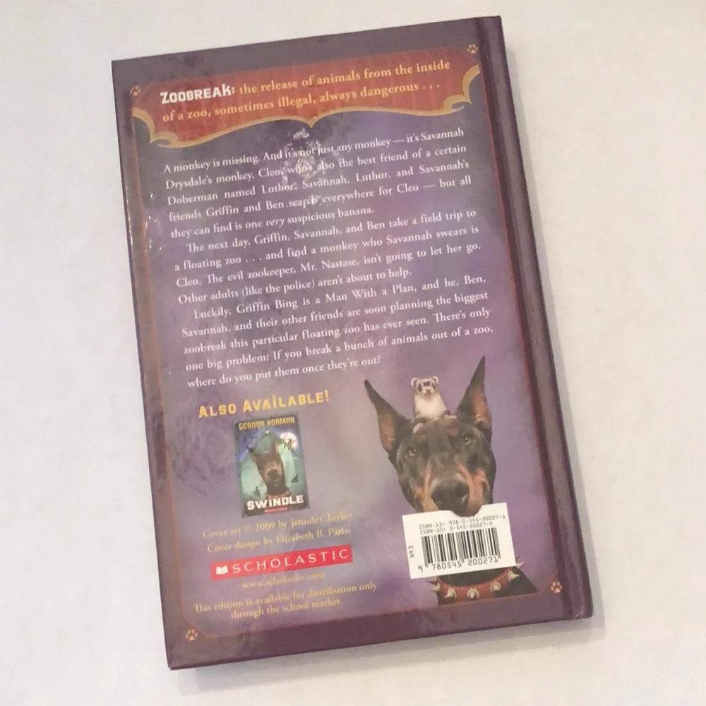 Swindle and Zoobreak Gordon Korman Middle Grade Children’s Adventure Hardcover